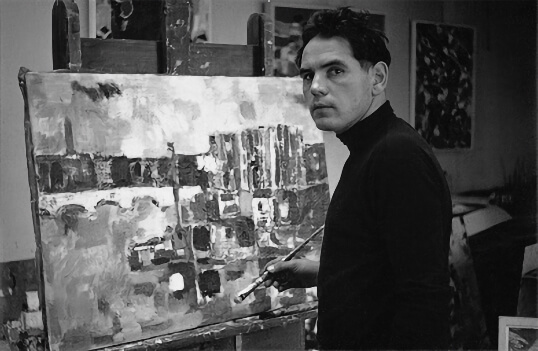 Oskar Koller im Atelier, 1950er Jahre, Foto: Oskar Koller Stiftung
